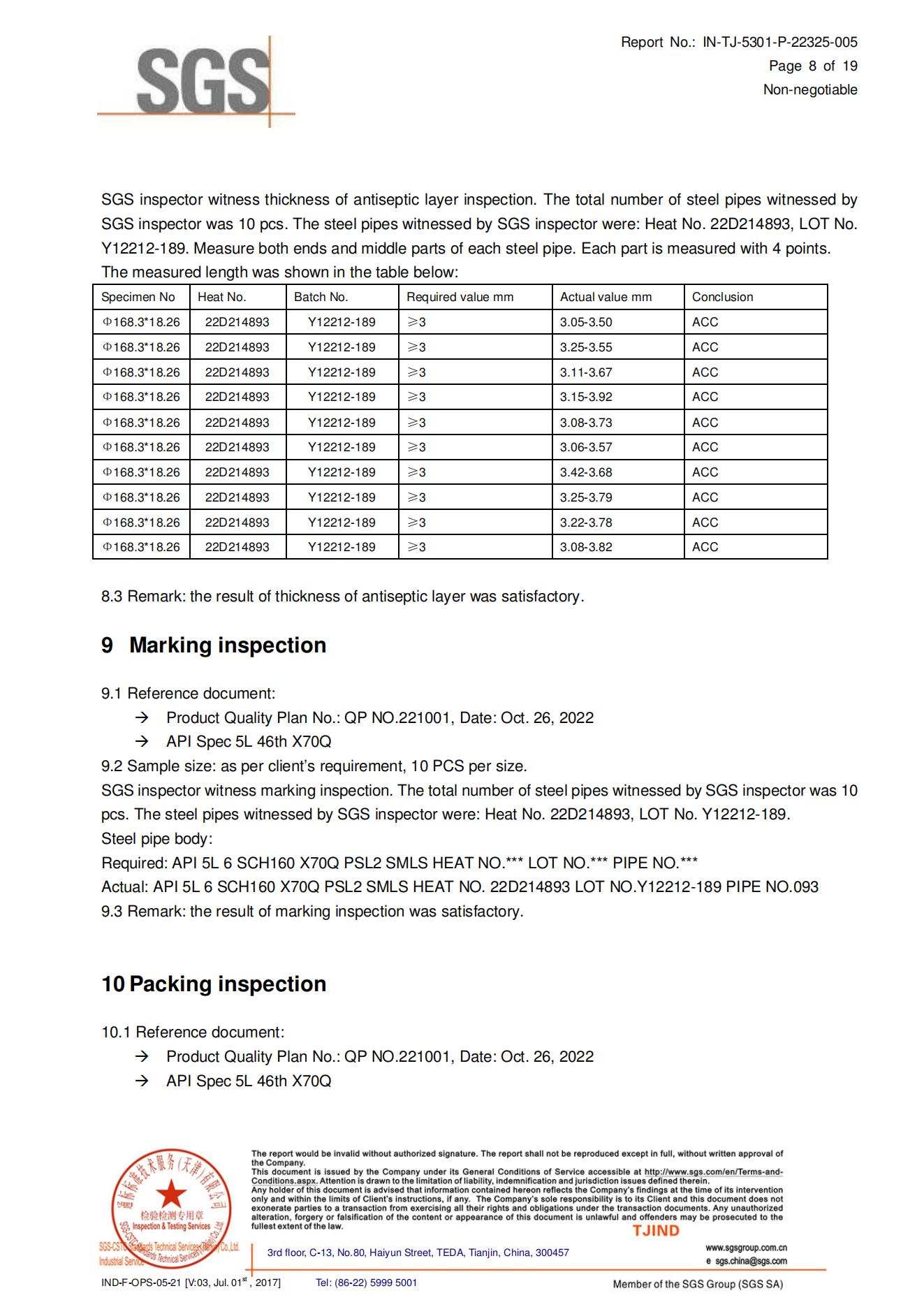 Third-party inspection report page 6